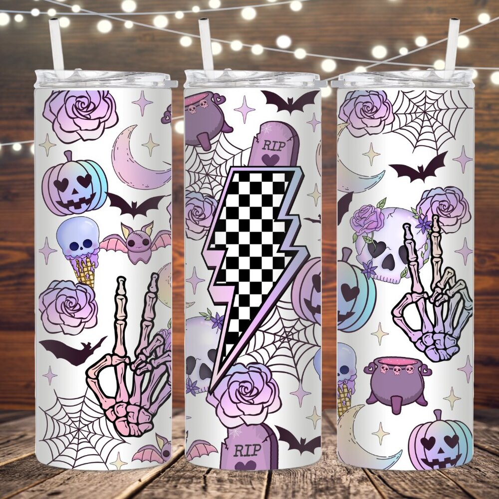 Pastel halloween metal insulated tumbler